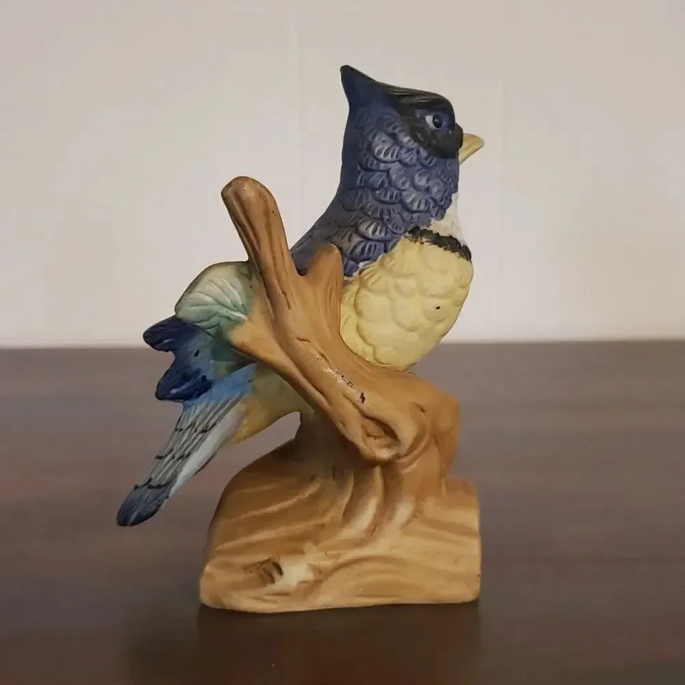 Vintage Hand Painted Bluejay Fine Porcelain Figurine